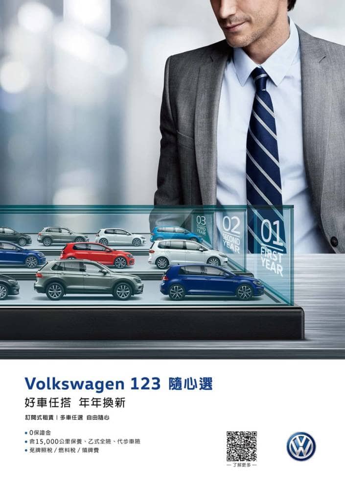 台灣福斯汽車推出「Volkswagen 123隨心選」訂閱式租賃服務、三年內每年可換新車型! 2 1566827231 d55e6021765075ba56c2f793f25d23df