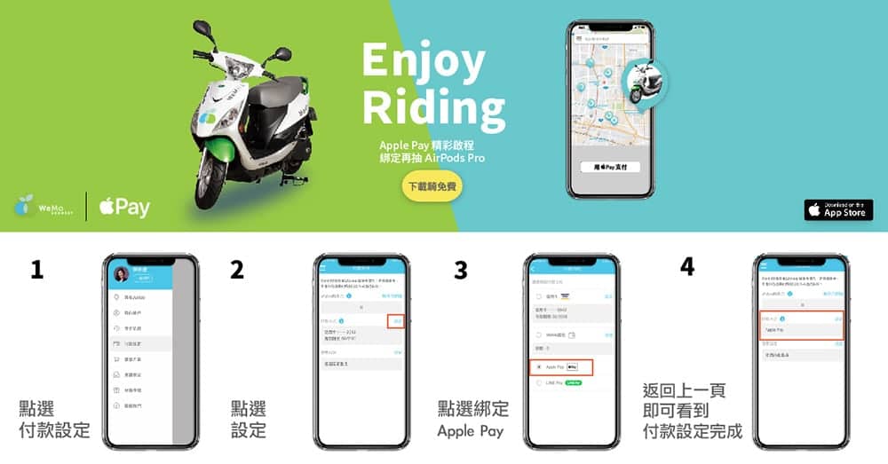 一鍵享受便捷移動!WeMo Scooter首導入行動支付Apple Pay 2 1588920852 5258023f0317e2bf0cc6017752a7df27